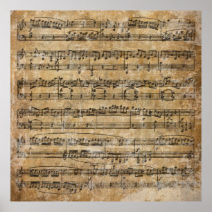 Poster Musique de feuille vintage