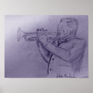Poster Musique de jazz jouant de la trompette - croquis
