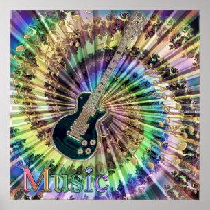 Poster Musique de tourbillonnement d'arc-en-ciel de notes
