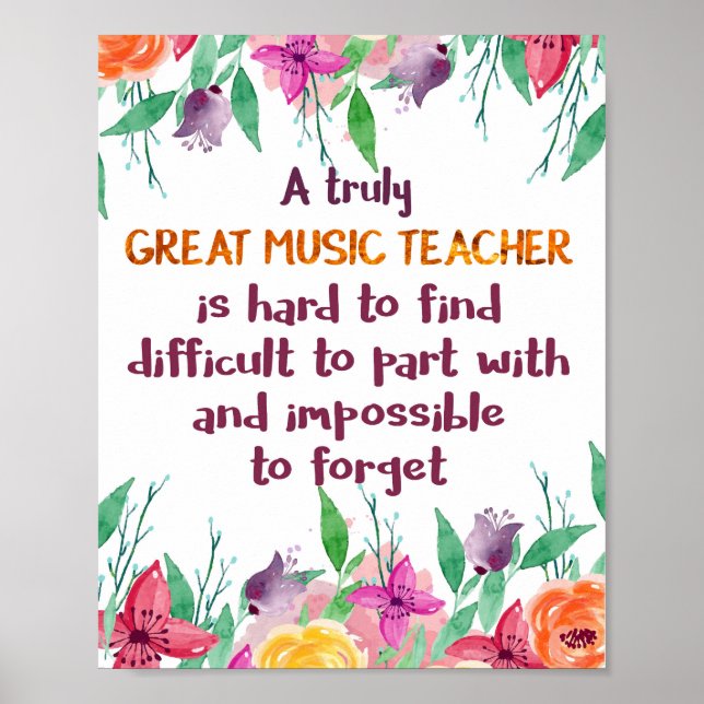 Poster Musique Enseignant Classe Décor Appréciation Cadea (Devant)
