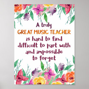 Poster Musique Enseignant Classe Décor Appréciation Cadea