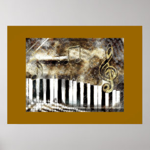 Poster Musique et notes élégantes pour piano