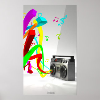 Poster Musique High Vibe - Vintage Stereo White