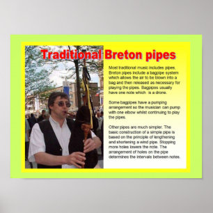 Poster Musique, instruments, pipes bretonnes traditionnel