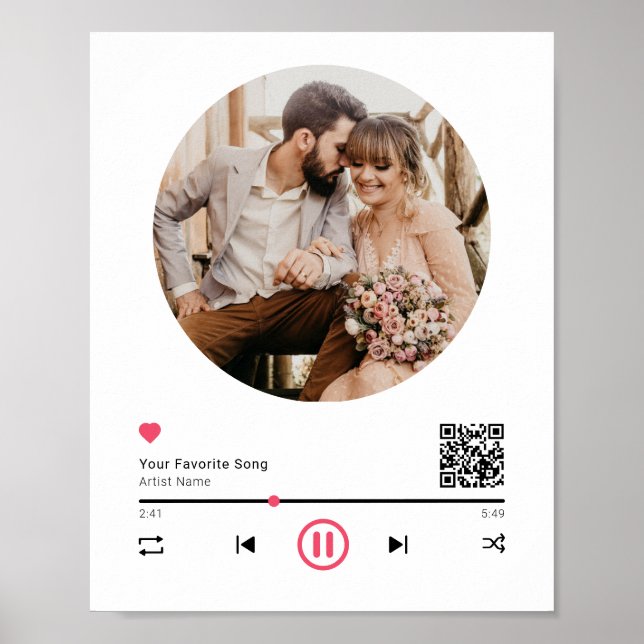 Poster Musique mariage QR Code Couple Anniversaire Photo (Devant)