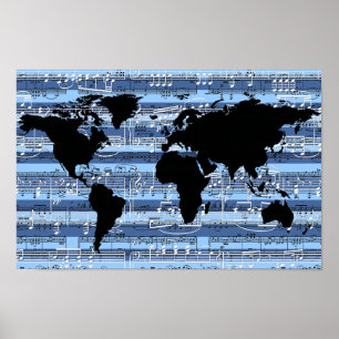 Poster musique noire/bleue au monde