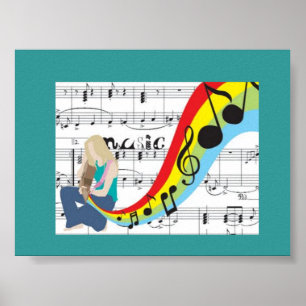 Poster Musique notes couleurs