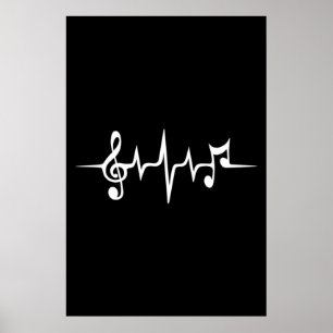Poster Musique Notes d'impulsions Clé Fréquence Wave Soun