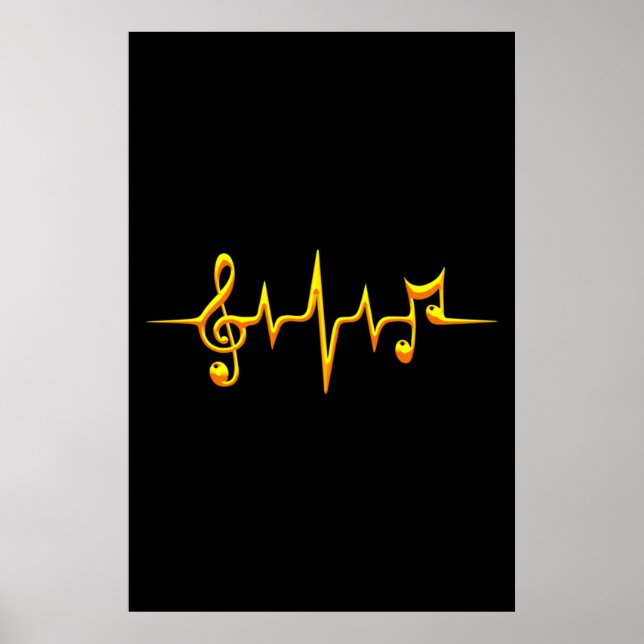 Poster Musique Notes d'impulsions Clé Fréquence Wave Soun (Devant)