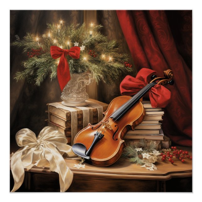 Poster Musique violon de Noël (Devant)