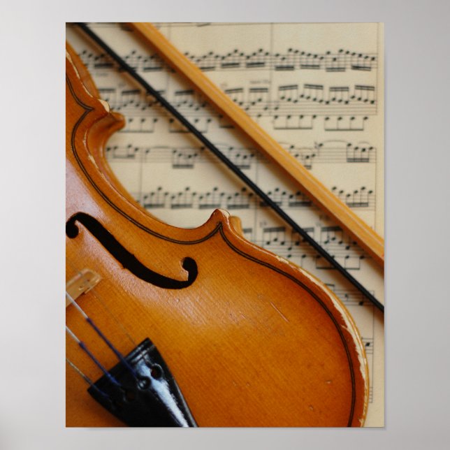 Poster Musique violon et feuille (Devant)