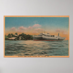 Poster Muskegon, MI - vue de tondeuse de Milwaukee