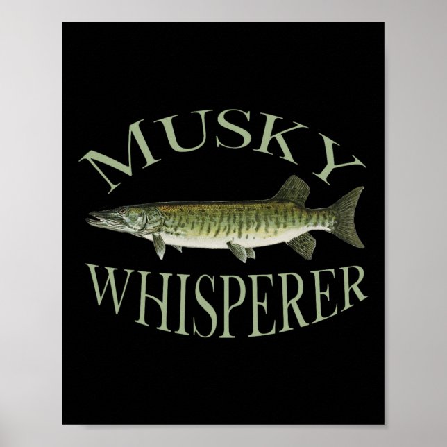 Poster Musky Muskellunge Poisson Illustration Art Pêche E (Devant)