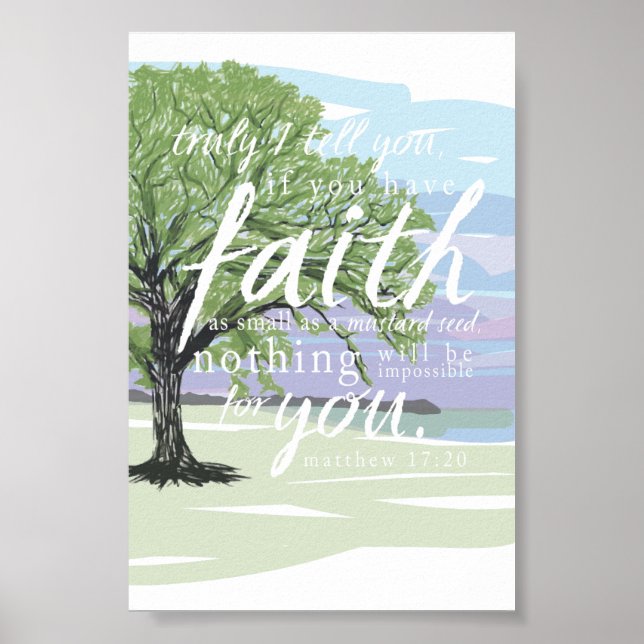 Poster Mustard Seed Faith Matthieu 17:20 Bible Verse (Devant)