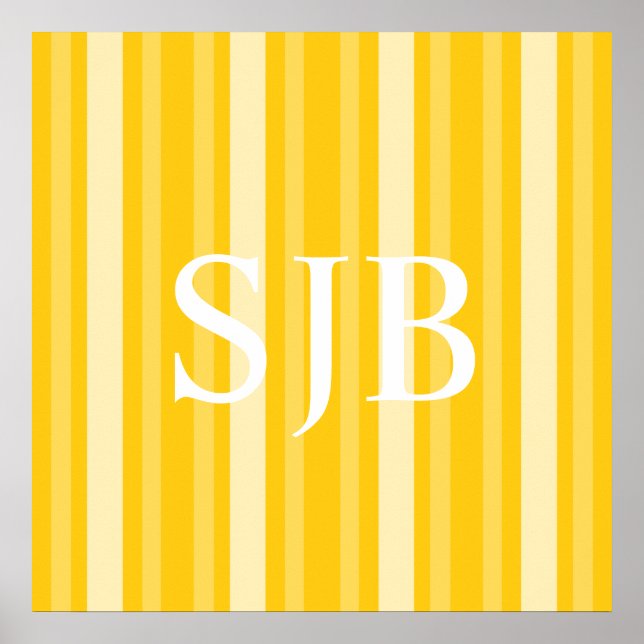 Poster Mustard Victorian Lady Stripe avec Monogramme (Devant)