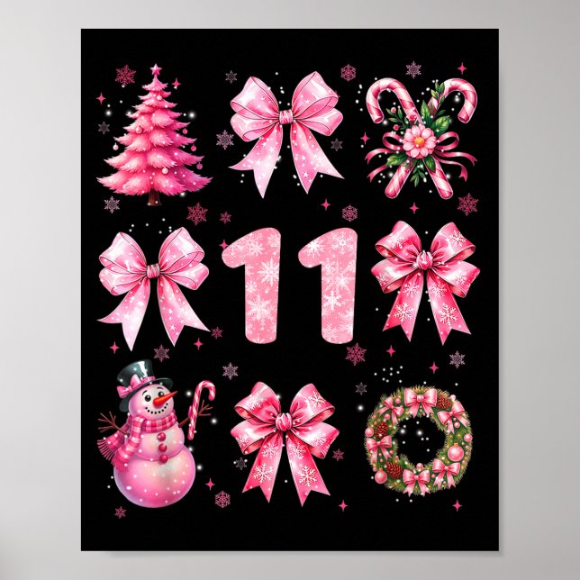 Poster My 11th Birthday Nk Santa Coquette Snowman 11 Year (Devant)