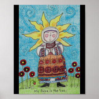 Poster My Baba est le Sun Ukrainian Folk Art