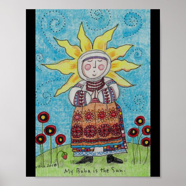 Poster My Baba est le Sun Ukrainian Folk Art (Devant)