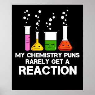 Poster My Chemistry Puns Rarely Get Reaction Science Joke