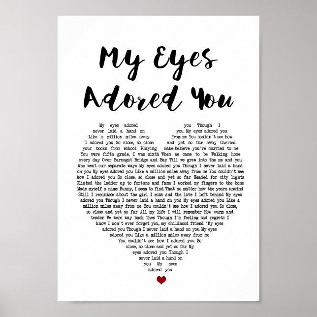 Poster My Eyes Adoré Vous Chant Coeur Lyrique Mur Art Imp (Devant)