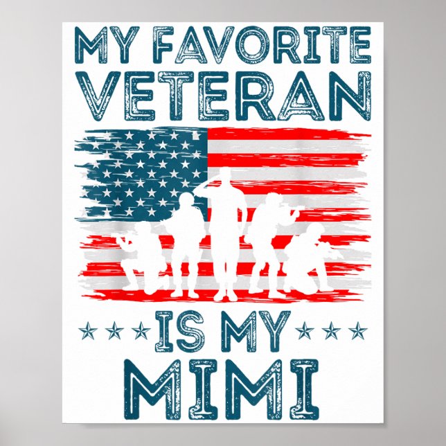 Poster My Favorite Veteran Is My Mimi American Flag Veter (Devant)