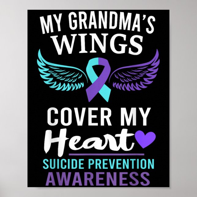 Poster My Grandma's Wings Cover Heart Suicide Awareness R (Devant)