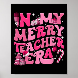 Poster My Merry Teacher Era Retro Enseignant Super Christ