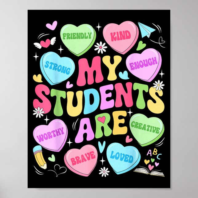 Poster My Students Are Kind Strong Valentine Teacher Wome (Devant)