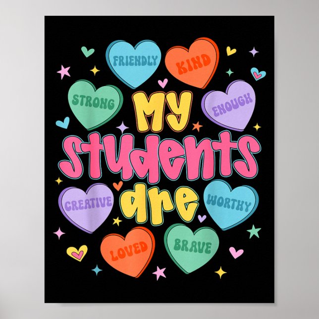 Poster My Students Are Kind Strong Valentine Teacher Wome (Devant)