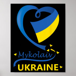 Poster Mykolaïv Ukraine Drapeau national Emblème du cœur