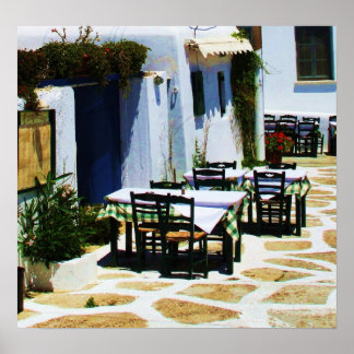 Poster Mykonos, Grèce, îles grecques, Café