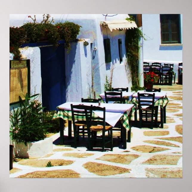 Poster Mykonos, Grèce, îles grecques, Café (Devant)