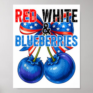 Poster Myrtilles Rouge Blanc Bleu Drôle Patriotique Rétro