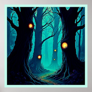 Poster Mystère de la forêt Imaginaire foncé
