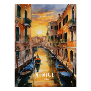 Poster Mystérieusement beau coucher de soleil à Venise