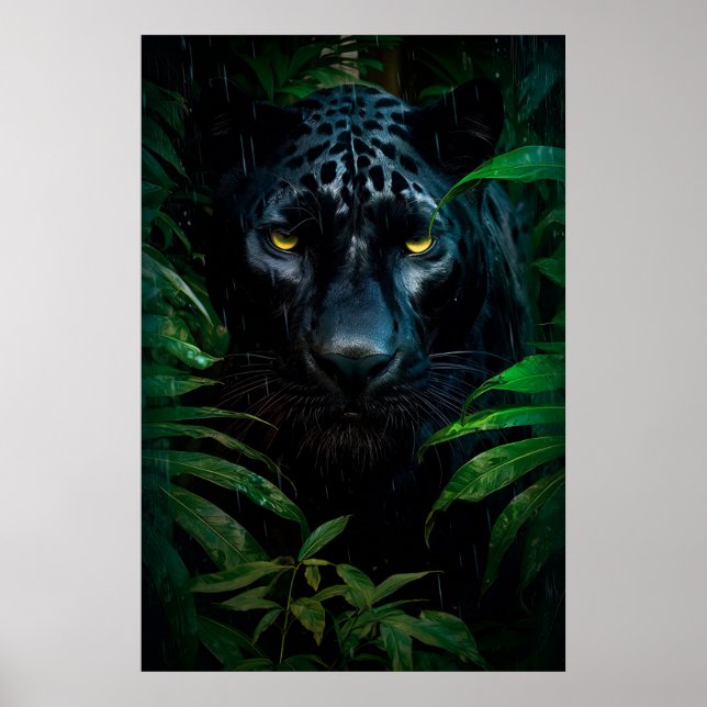 Poster Mystérieux Black Panther Jungle Faune Design (Devant)