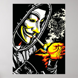 Poster Mysterious Hooded Mask Smoker Pop Art