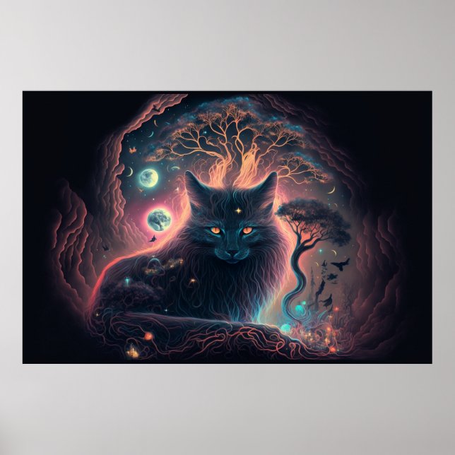 Poster Mystic Black Cat Art (Devant)