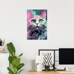 Poster Mystic Blue Eyes Kitten   Cute chat