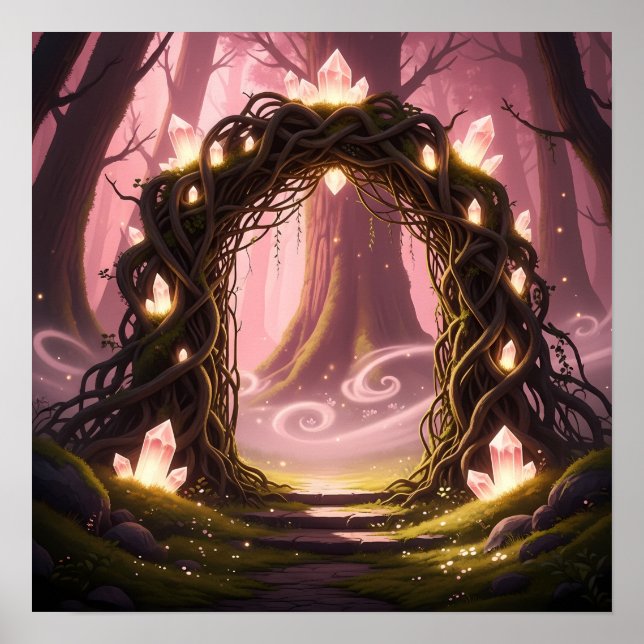 Poster Mystic Gate of Enchanted Forest Light (Devant)