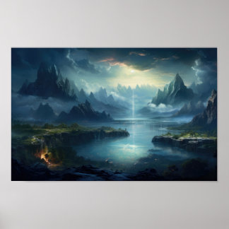 Poster Mystic Lake et Mountain Valley — Imaginaire Landsc