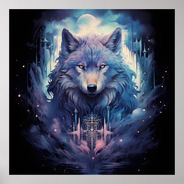 Poster Mystic Moon Wolf Guardian (Devant)
