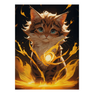 Poster Mystic Tiger Chat Feu familier