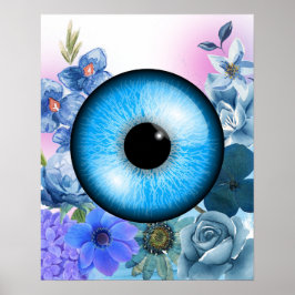 Poster mystique avec fleurs enchantées et eyeball