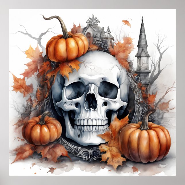Poster Mystique Halloween Gothique Crâne Art Mystique (Devant)