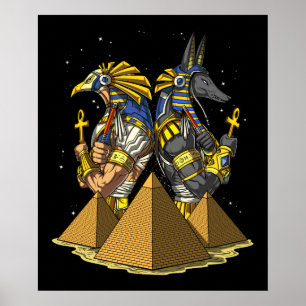Poster Mythologie antique de pyramides de dieux égyptiens