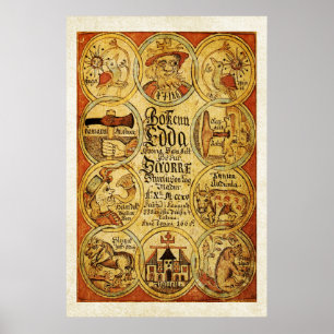 Poster Mythologie de Scandinvian des norses d'Eddas