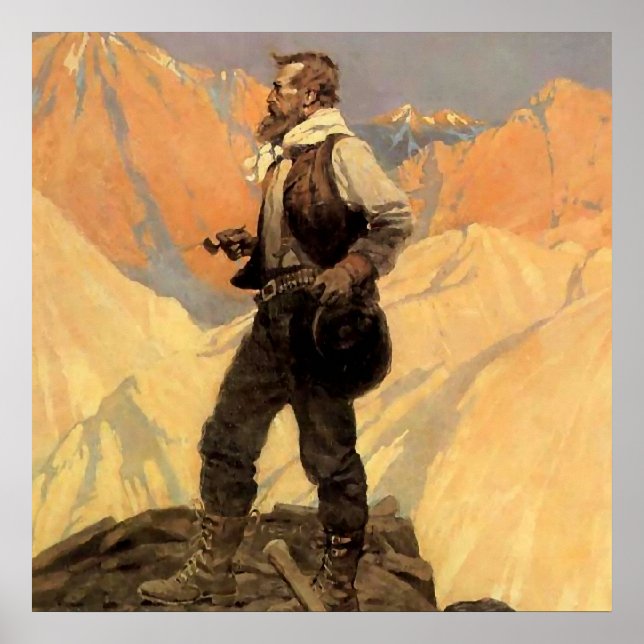 Poster N C Wyeth Peinture occidentale "Le Prospecteur" (Devant)