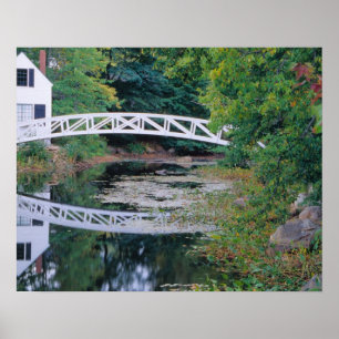 Poster NA, USA, Maine.  Pont au-dessus de l'étang à Somes