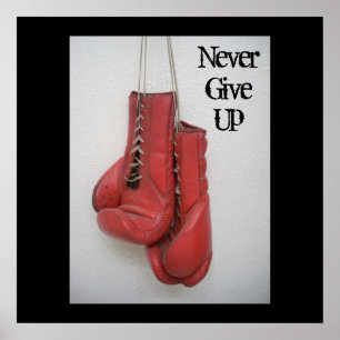 Poster N'abandonnez jamais - Gants de boxe CANVAS